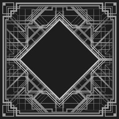 Art deco style geometric frame border design, gold vector vintage background
