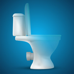 3d vector white toilet with cistern. ready element for the design of advertising plumbing