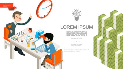 Isometric Business Teamwork Concept