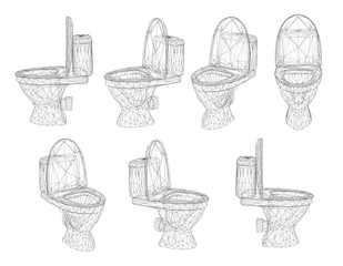 Obraz premium 3d vector white toilet with cistern. ready element for the design of advertising plumbing