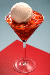 Fruit Macedonia with coconut ice cream