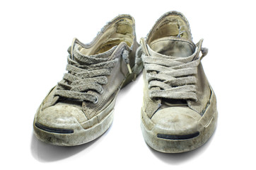 old shoes isolate on white background