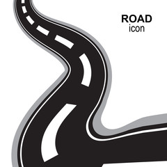 Road, Way or Highway Perspective Vector Icon, Pictogram or Sign