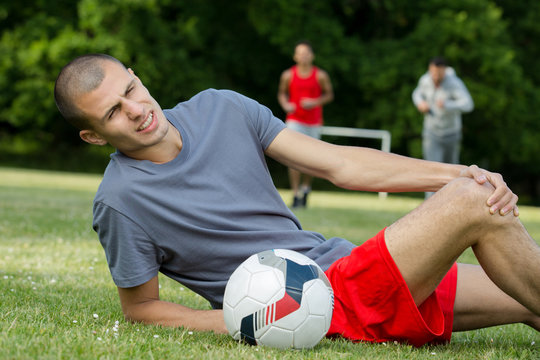 Man Having Football Practice Injury