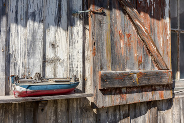 BASSIN D'ARCACHON (France), détail d'une cabane ostréicole