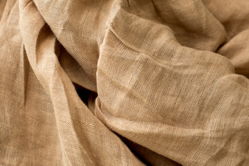 natural fabric linen texture, beige color, unbleached material for design.