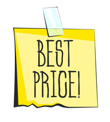 Best price lettering. Paper reminder sticker