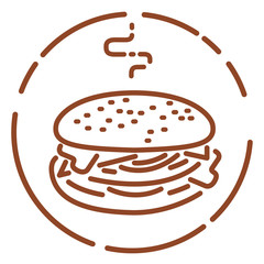 Hamburger icon. Burger, fast food sign. Line design