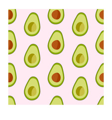 Avocado fruit seamless pattern on a pink background.