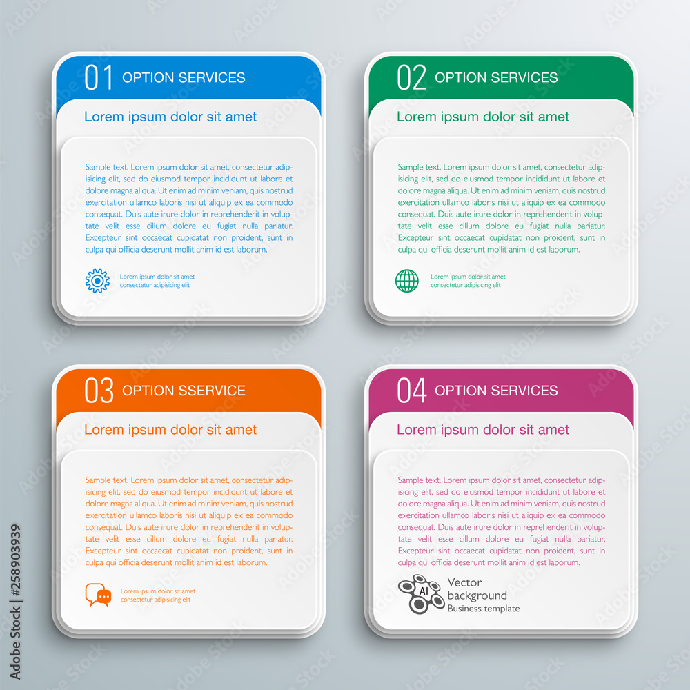 Wall mural text frame graphics, 4-step process, design elements