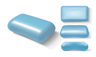 blue soap from different sides on a white background vector