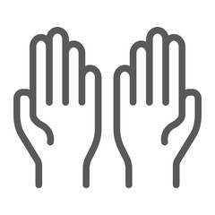 Pray line icon, faith and religion, hands sign, vector graphics, a linear pattern on a white background.