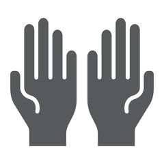 Pray glyph icon, faith and religion, hands sign, vector graphics, a solid pattern on a white background.