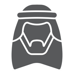 Arab glyph icon, male and muslim, arabian man sign, vector graphics, a solid pattern on a white background.