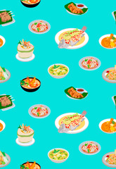 Thai Cute Food Seamless Pattern