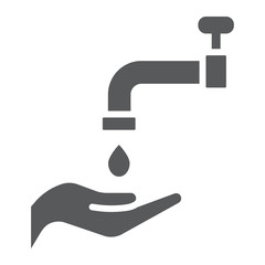 Islamic wudu glyph icon, arabic and prayer, hand wash sign, vector graphics, a solid pattern on a white background.