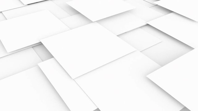 3d abstract background white squares animation. Computer rendering shapes footage. Loop.