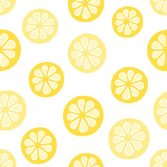 Vector seamless pattern with lemons. Doodle, hand drawn, cartoon style.