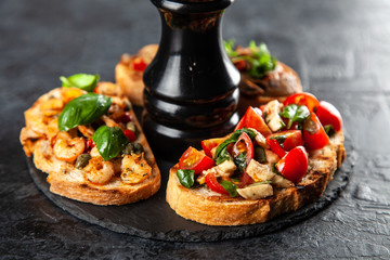 Assortment of traditional Italian bruschettas