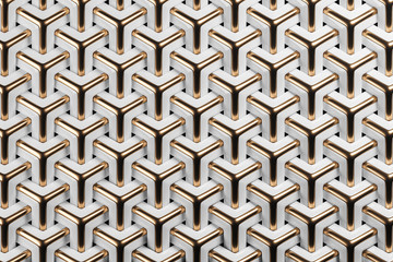Abstract luxury geometric background made of white ceramics and gold.