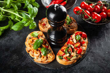 Assortment of traditional Italian bruschettas