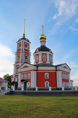 Fototapeta na wymiar The Trinity Cathedral of the Life-Giving Trinity-Sergius Varnitsky Monastery on outskirts of city of Rostov in the village of Varnitsa, Yaroslavl Region.