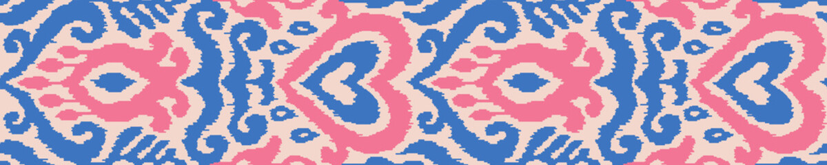 Ikat Ornament Ethnic Vector Seamless Pattern