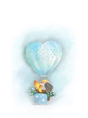 Platypus in balloon postcard