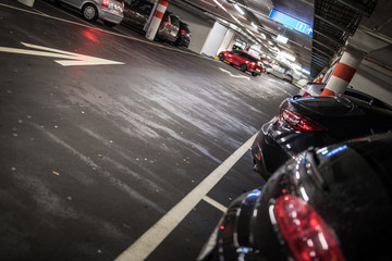 Underground parking/garage (shallow DOF; color toned image)