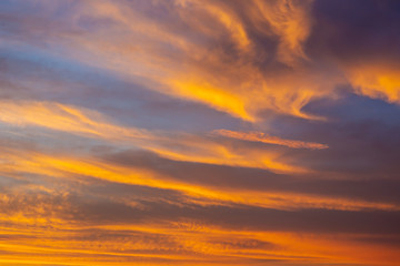 Wonderful color in the sky during the sunrise close up.  Sky background with cool and warm color tone.