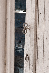 Wooden rusty door hand lock
