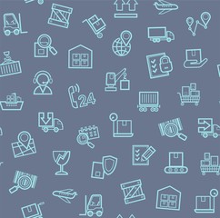 Fototapeta na wymiar Cargo delivery, seamless pattern, gray, color, contour lines, icons, vector. Cargo delivery, seamless pattern, gray, color, contour lines, icons, vector 
