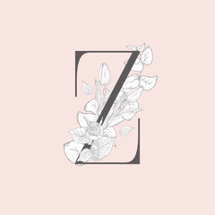 Vector Blooming Floral Elegant Z Monogram and Logo