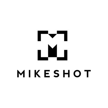 initial M with focus shoot photography logo design concept