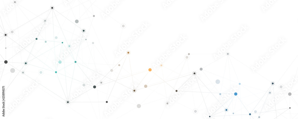 Wall mural global network connection. abstract geometric background with connecting dots and lines. digital tec