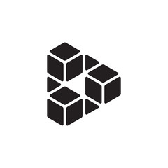 illustration logo combination from play button with box logo design concept