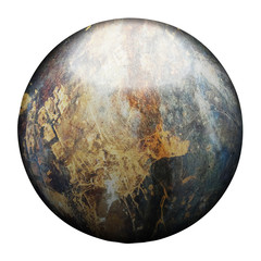 old gray and rust metallic ball.