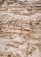 Layers of soil under the ground. The cultural layer. Soil with clay and sand. Copy space.