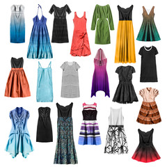 Group of dresses isolated