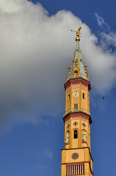 View of the bell tower of the Church of Our Lady of Suffrage and Santa Zita.