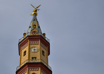View of the bell tower of the Church of Our Lady of Suffrage and Santa Zita.