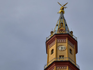 View of the bell tower of the Church of Our Lady of Suffrage and Santa Zita.