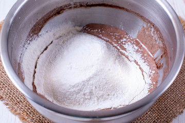 Chocolate dough for making pancakes