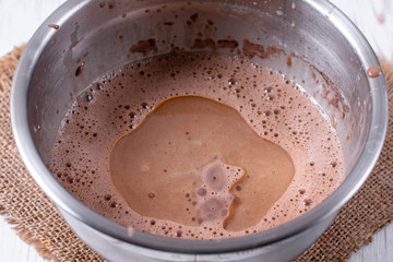 Chocolate dough for making pancakes