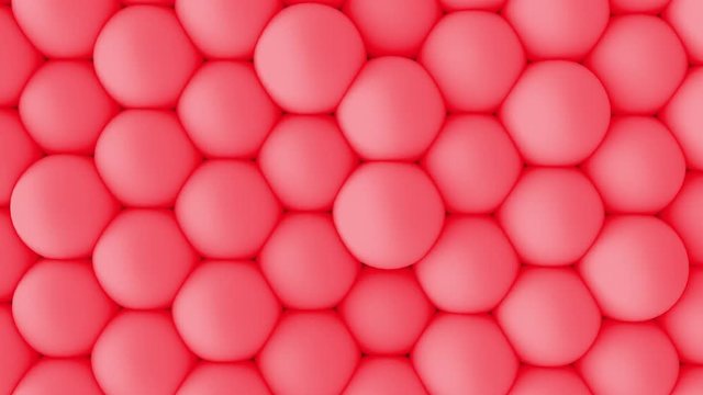 Abstract 3d shapes soft red balls wall animation. 4K looping footage.