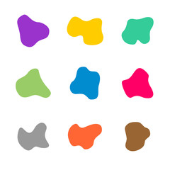 Colored spots of different curve shapes set. Fluid smooth spots.