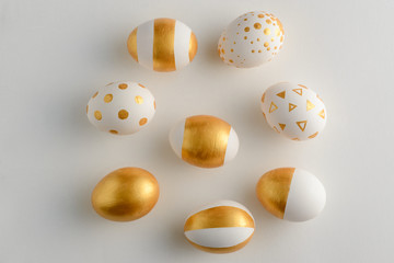 Top view on golden eggs