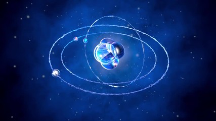Animation of Atomic with electrons and protons moving in the microcosmos.