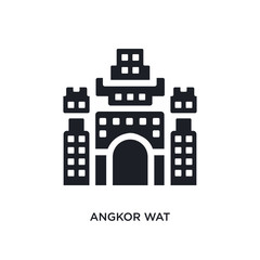 black angkor wat isolated vector icon. simple element illustration from architecture and travel concept vector icons. angkor wat editable black logo symbol design on white background. can be use for
