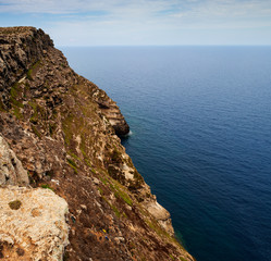 View of the scenic cliff coast of Lampedusa